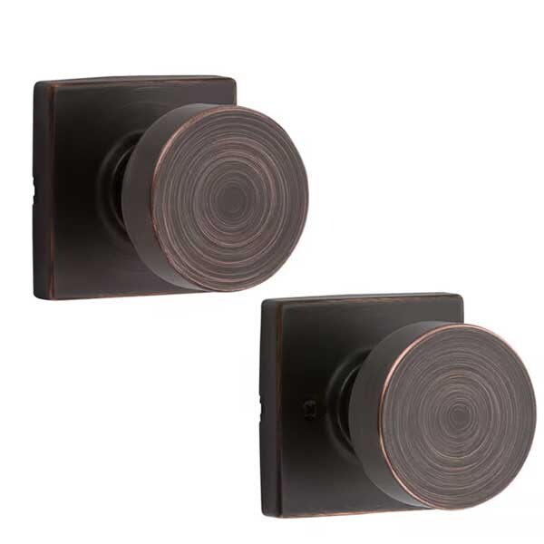 Kwikset: Pismo Passage Door Knob with Square Rose / Venetian Bronze